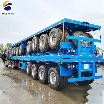 4軸コンテナトラックセミトレーラー 20ft 40ft 平床トレーラー 12R22.5 タイヤ