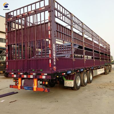 Wosheng 3 アクセル 20-50T 野菜輸送のための畜産高フェンス半トレーラー