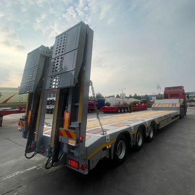 空中懸垂 3軸 40~80トン 掘削機やドーザー用 低床半トレーラー