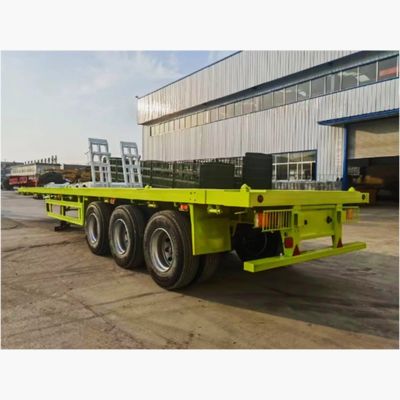 Wosheng 2 3 4 5 アクセルフラットベッドトレーラー 12400x2610x1550mm 7.0 トンタール重量