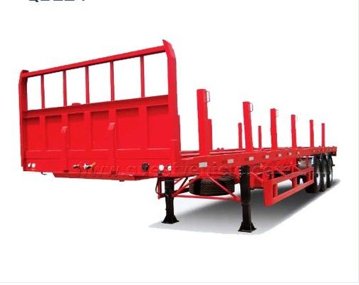 Q345b メインビーム3軸 20ft 40ft コンテナ輸送 60-100トンのフラットベッドフラットベッドトラックセミトレーラー