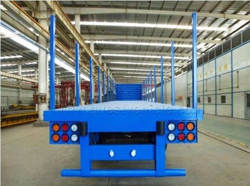 Q345b メインビーム3軸 20ft 40ft コンテナ輸送 60-100トンのフラットベッドフラットベッドトラックセミトレーラー