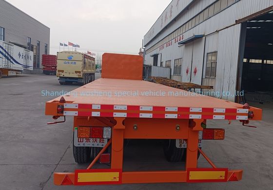 Q345b メインビーム3軸 20ft 40ft コンテナ輸送 60-100トンのフラットベッドフラットベッドトラックセミトレーラー