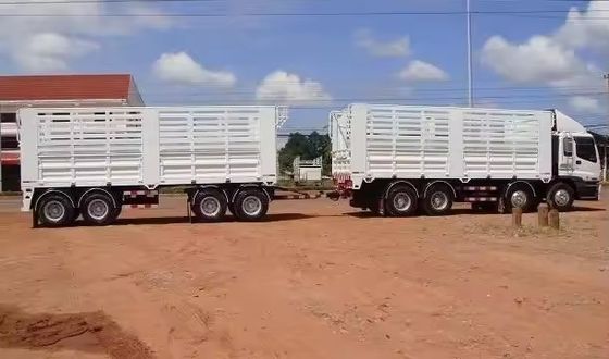 40-100 トン 鉄材 引列バー フェンス 機械式懸垂システム付きフルトレーラー